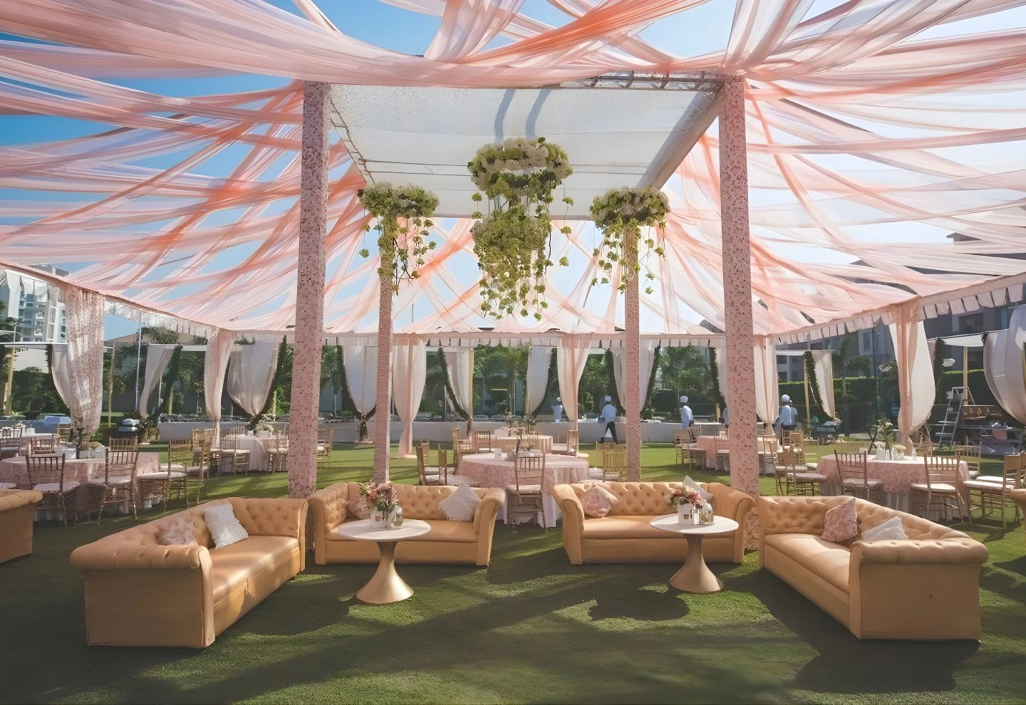 Outdoor wedding setup